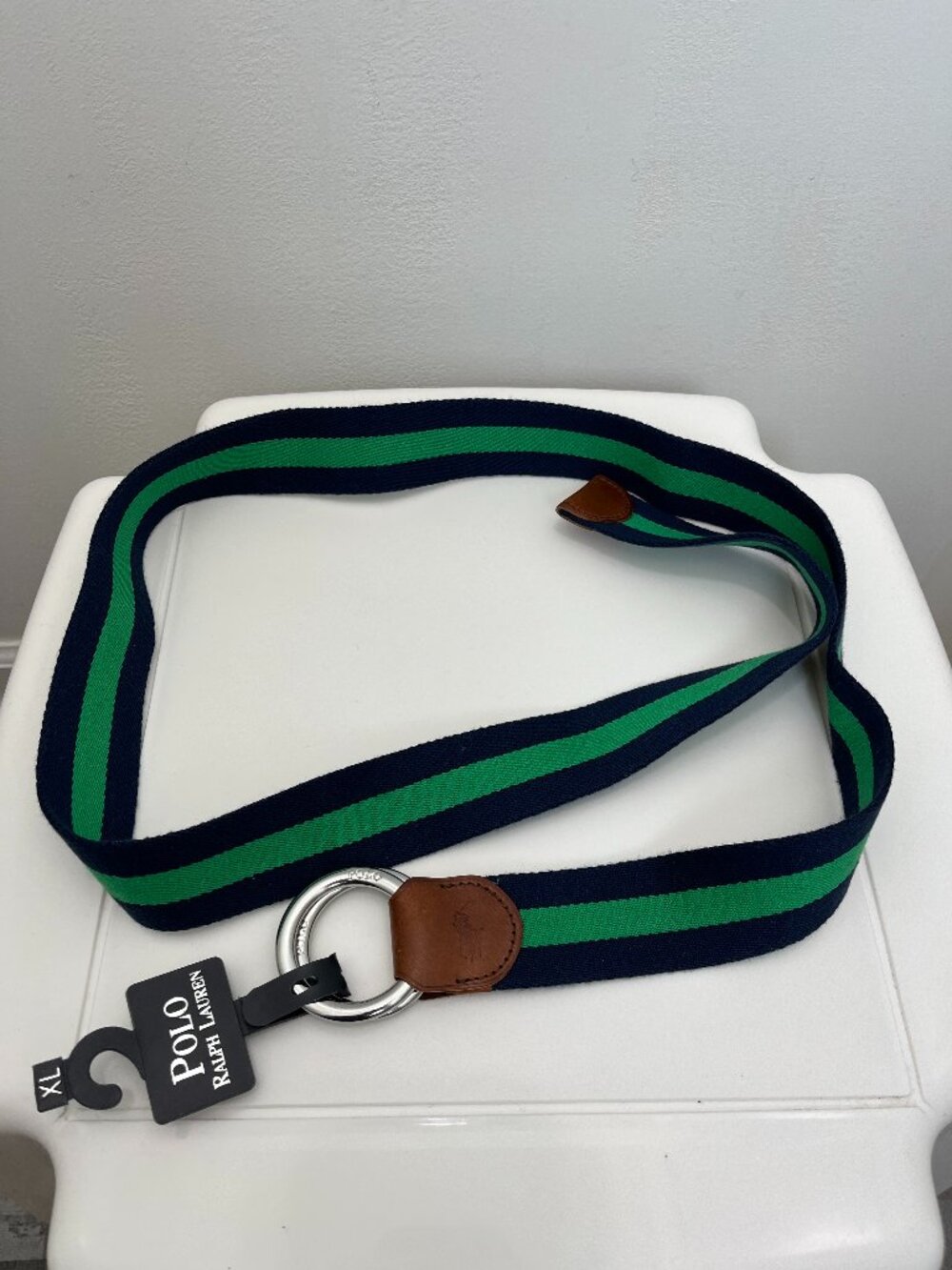 Polo Ralph Lauren Mens Navy Green O-Ring Belt XL New